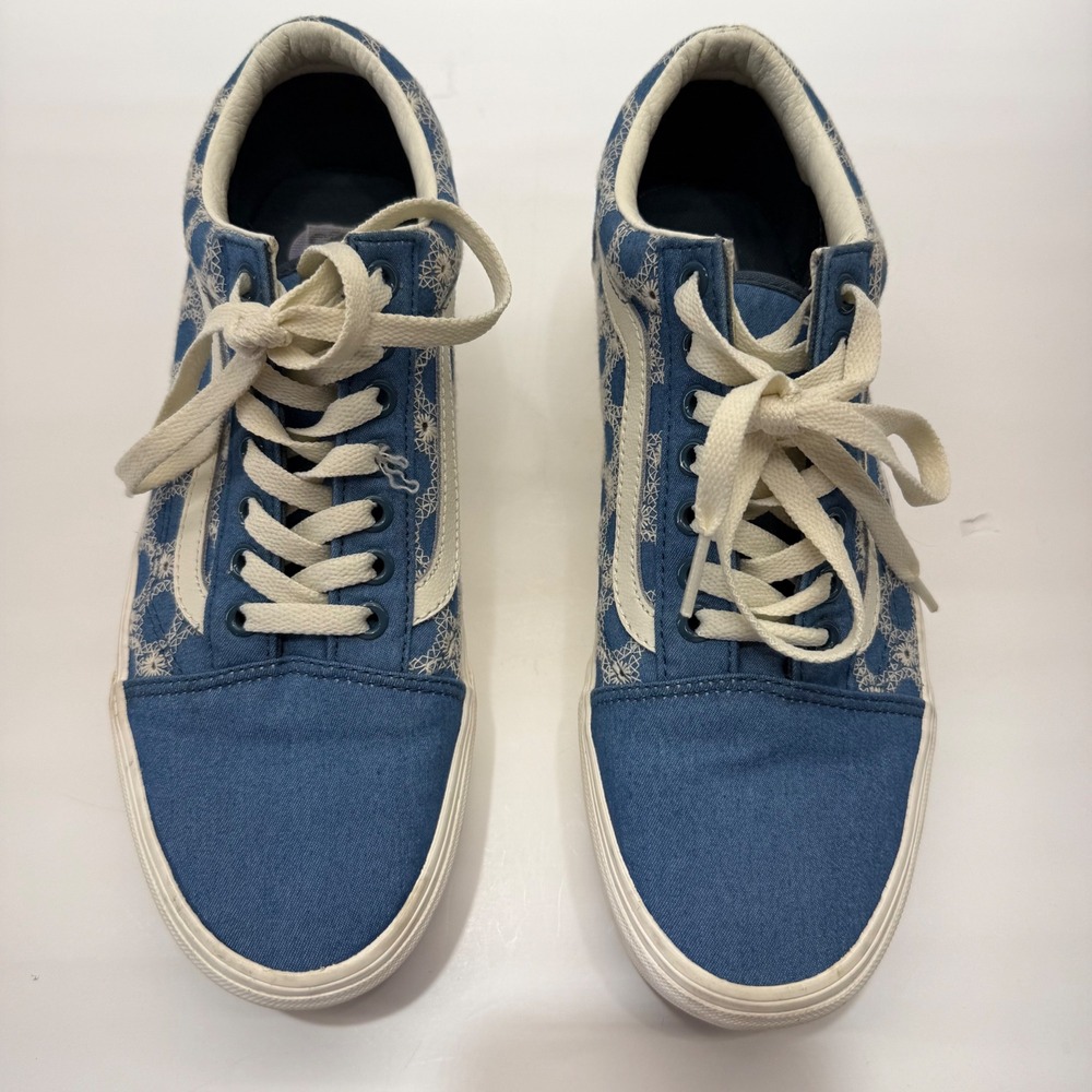 Vans Old Skool Stacked Blue Eyelet Lace Platform Sneakers Womens 10 Mens 8.5